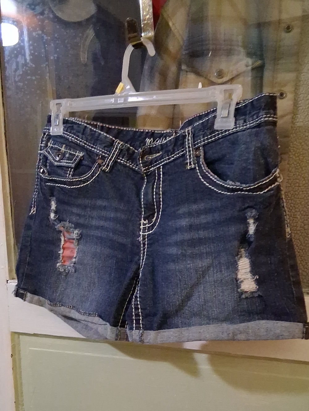 Distressed Dark Blue Denim Women's Shorts